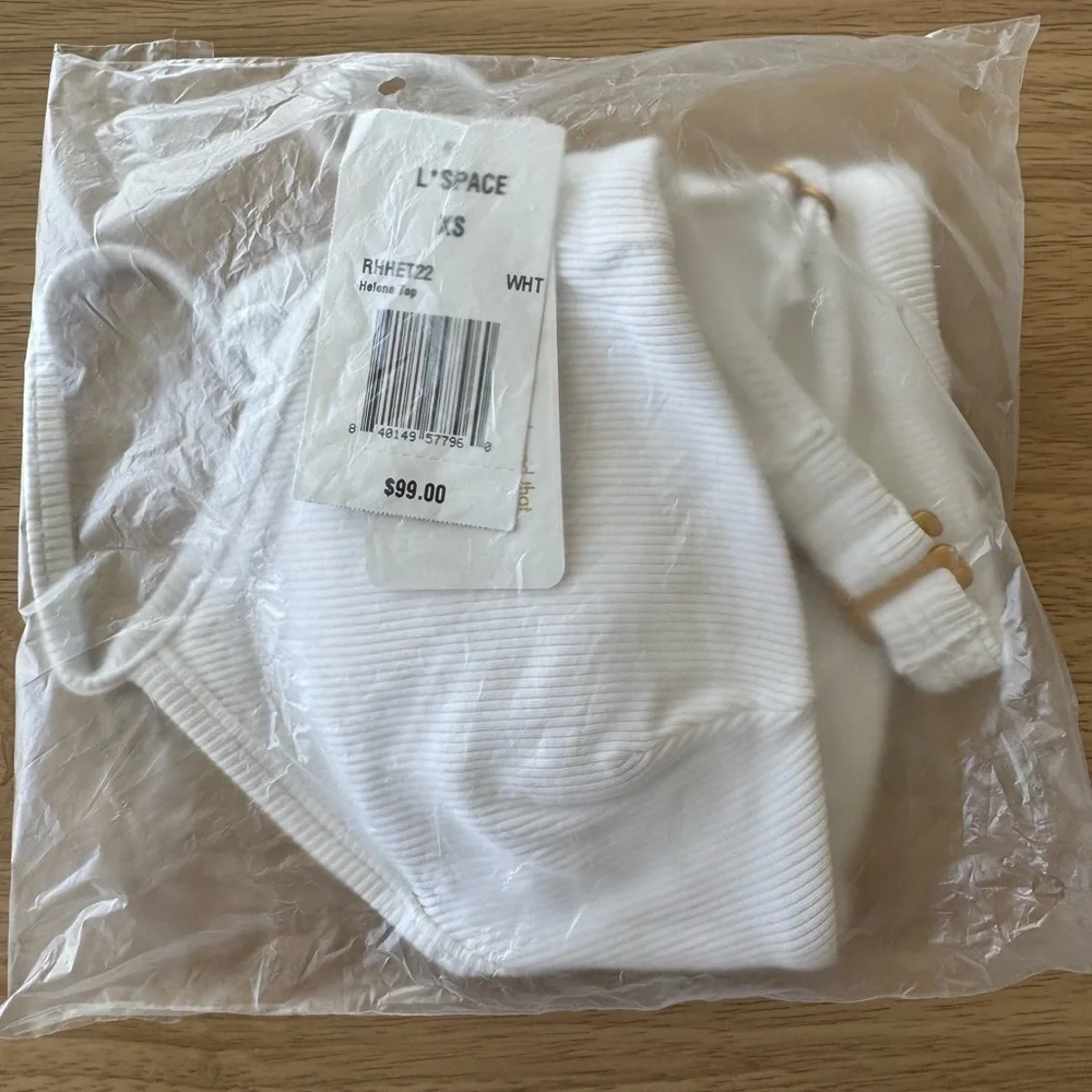 L*SPACE Helena Ribbed Bikini Top White